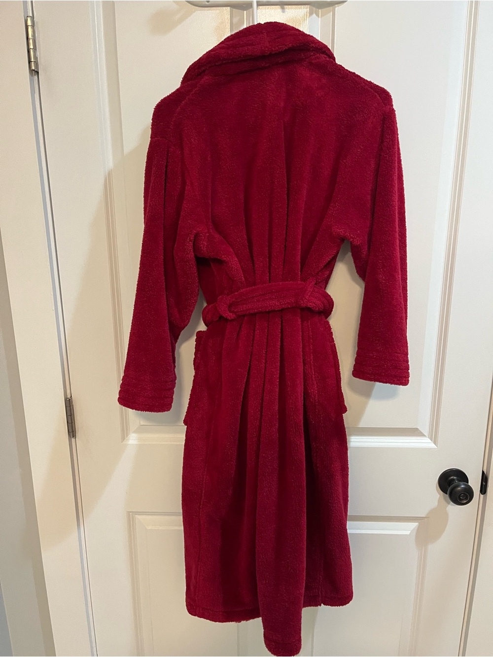 Plush Red Terry Bathrobe with Belt